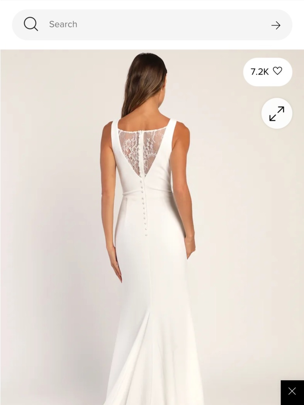 White Sleeveless Lace-Panel Wedding Dress - Picture 3 of 13